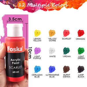 สีอะคริลิค Foska 12 สี (2 ออนซ์/60 มล.) สีเข้มข้น ชุด 20 ชิ้น สำหรับระบายสีบนฟักทองฮาโลวีน ผ้าใบ เซรามิก หิน ไม้ - Product Image 6