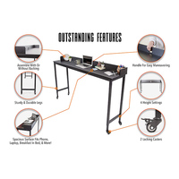 Table pour ordinateur portable avec roulettes, bureau roulant pour lit, bureau surélevé pour lit