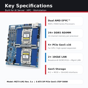 Carte mère serveur Gigabyte MZ73-LM2 E-ATX nouvelle génération, double processeur AMD EPYC 9005 9004, DDR5 RDIMM, PCIe 5.0, intégrée pour les applications d'IA - Product Image 4