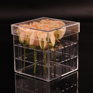 Haute qualité personnalisé luxe clair acrylique pliable Rose <span class=keywords><strong>fleur</strong></span> présentoir Portable moderne rotatif métal verre préservé - Product Image 2
