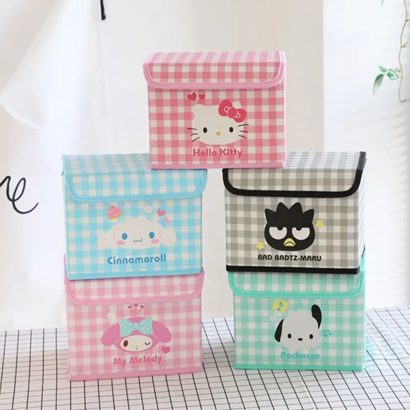 sanrios kt catr Desktop Storage Box Cute Kuromi Cinnamoroll Sundries Toy Underwear Cosmetic Stationery Organizer Basket