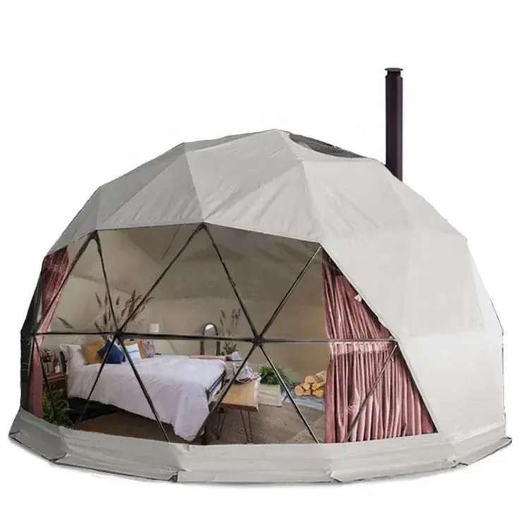 Chất Lượng Tốt Ngoài Trời Khách Sạn Khu Nghỉ Mát PVC Giải Trí Vòng Vải Đo Đedesic Glamping Dome Nhà Lều