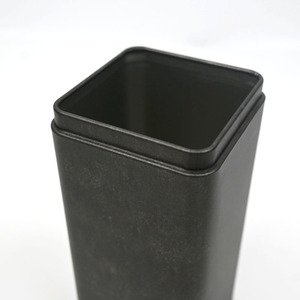 Custom Tall Square Vintage Black <b>Metal</b> Tin <b>Box</b>, Antique Finished Food Grade Tin For Tea Coffee Bean Gift Storage Packing - Product Image 2