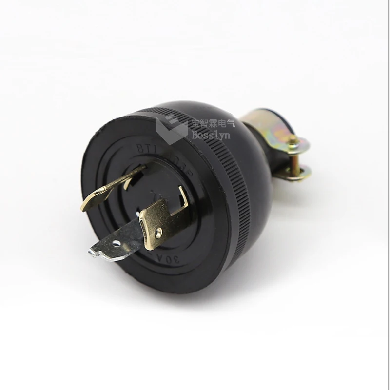 PVC 30A 250V US Power Plug Rewireable Co<i></i>nnector Adapter Black