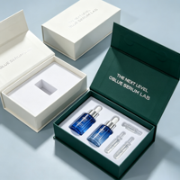 Boîte à rabat magnétique de luxe en carton rigide, style livre, avec gaufrage doré, élégante, pour sérum, avec plateau personnalisé