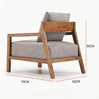 Fauteuil d'appoint en bois de frêne avec design ergonomique à 107 degrés, accoudoirs en bois massif pour salon, chambre, bureau