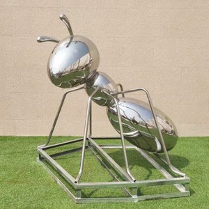 Sliver moderno metallo formica scultura giardino in acciaio inox gigante insetto statue decorative - Product Image 6