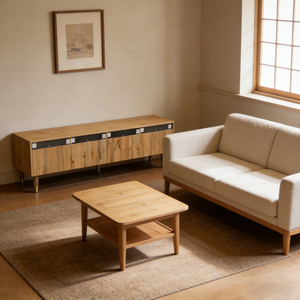 Mueble para <span class=keywords><strong>TV</strong></span> de Madera Acanalada Estilo Mid-Century, Estándar Europeo, Ecológico, Gran Capacidad de Almacenamiento, Consola Multimedia para Dormitorio, Comedor y Sala de Estar - Product Image 5