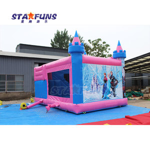 Castillo hinchable comercial de Frozen, casa hinchable rosa con tobogán para niños, inspirada en la película Frozen - Product Image 6