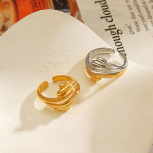 Stainless Steel Wings <b>Ring</b> 18k Gold Plated Geometric Shape Women's Fashion Jewelry Gift YR48 - Product Image 2