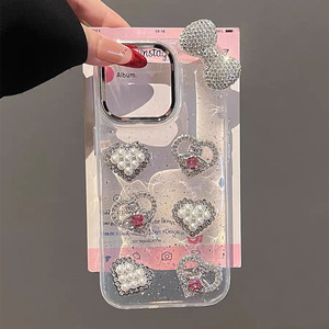 Custodia Protettiva <span class=keywords><strong>con</strong></span> Perle, Strass e Fiocco a Cuore per <span class=keywords><strong>iPhone</strong></span> 17 <span class=keywords><strong>Pro</strong></span> Max, <span class=keywords><strong>Compatibile</strong></span> <span class=keywords><strong>con</strong></span> <span class=keywords><strong>iPhone</strong></span> 16 15 14 13 12 <span class=keywords><strong>11</strong></span> - Product Image 5