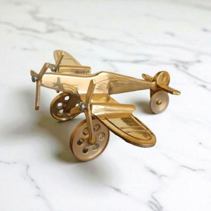 Maquette d'avion décorative vintage en laiton avec support – Décoration de table classique pour la maison, le bureau ou comme cadeau - Product Image 3