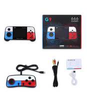 Console de jeu portable G9 avec 666 jeux classiques, cadeau de Noël et d'anniversaire, prise en charge de la connexion vidéo TV et de deux manettes de jeu, boîte