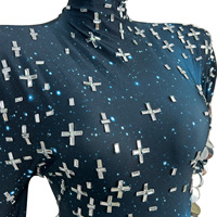 Combinaison sexy à paillettes et strass pour spectacle sur scène, combinaison une pièce en spandex pour femmes, tenue de club, tenue de showgirl, tenue de festival, vêtements de danse
