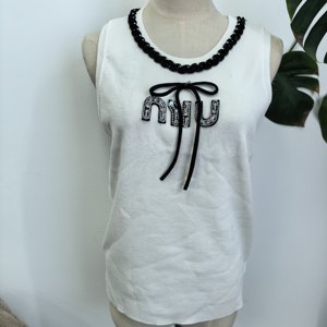 <span class=keywords><strong>Gilet</strong></span> en tricot <span class=keywords><strong>blanc</strong></span> élégant orné de strass pour <span class=keywords><strong>femme</strong></span>, haut <span class=keywords><strong>sans</strong></span> manches à col noué et perles, style preppy de luxe - Product Image 1