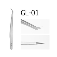 GLAMLASH ESD ST SA Series Penjepit Ekstensi Bulu Mata Anti-statis dari Baja Tahan Karat dengan Ujung Melengkung dan Lurus Alat Rias yang Dapat Disesuaikan