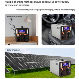 สถานีไฟฟ้าพกพาความจุสูง-เครื่องกำเนิดไฟฟ้าพลังงานแสงอาทิตย์กลางแจ้ง 220V แบตเตอรี่ลิเธียมไอออน อินเวอร์เตอร์คลื่นไซน์บริสุทธิ์ ระบบกักเก็บพลังงาน - Product Image 2
