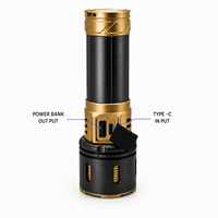 Lampe torche tactique rechargeable à double faisceau rouge et bleu clignotant 1000 lumens, projecteur spot et large, torche UV, base magnétique, indicateur de batterie externe