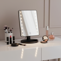 Cermin Rias LED Persegi 16 Lampu LED, Sensor Sentuh, Saklar Peredup, Desain Lipat, Finishing Perak, Personalisasi, Laris Manis