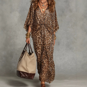 Abito <span class=keywords><strong>Lungo</strong></span> da Donna Plus-Size con Stampa Leopardata, Scollo a V e Vita Alta, Vestibilità Ampia, Bestseller eBay Primavera 2026 - Product Image 1