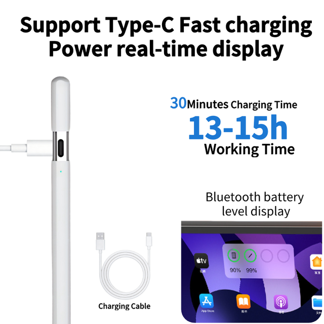 Aluminum Alloy Digital Pen for iPad Pro 13 Inch M4 Air 3rd 4th 5th with Tilt Function Magnetic Attachment Spare POM Nib