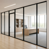 Cloison en verre à cadre dissimulé, cadre en aluminium, verre trempé, séparateur de bureau pour salle de réunion, panneaux d'isolation acoustique