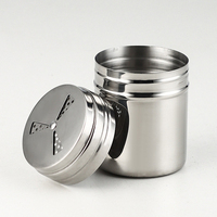 Saupoudreuse en acier inoxydable 304 avec poignées et couvercles rotatifs, trois tailles de trous, pour sel, épices, assaisonnements secs, sucre en poudre et barbecue