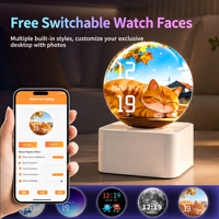 Horloge de bureau WiFi avec cadre photo numérique, station météo et alarme, écran LCD 2,1 pouces pour la décoration de la chambre, veilleuse intelligente, cadeau