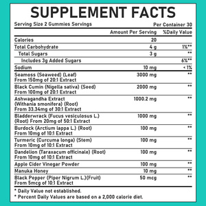 Lower MOQ Black Seed Ashwagandha Gummies with Seamoss Immune System Support Enhanced Overall Vitality Digestive Health Gummies - Product Image 6