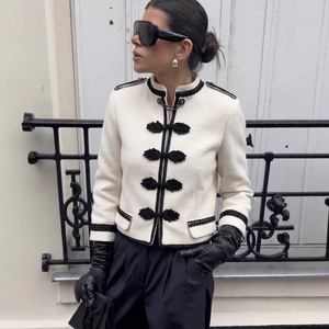 Elegante Cappotto da <span class=keywords><strong>Donna</strong></span> a Maniche Lunghe, Giacca <span class=keywords><strong>Vintage</strong></span> con Colletto Alto e Chiusura Monopetto, Giacca Corta Elegante da <span class=keywords><strong>Donna</strong></span> - Product Image 1
