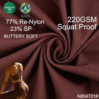 Tissu de yoga en nylon recyclé et élasthanne GRS, 220 GSM, sensation seconde peau, doux comme du beurre, anti-transparence, tissu interlock pour vêtements de sport