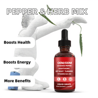 Suppléments liquides oraux pour adultes à base de plantes, extrait de poivre, aubépine, vitamine D3 K2, racine de betterave et gouttes de curcuma