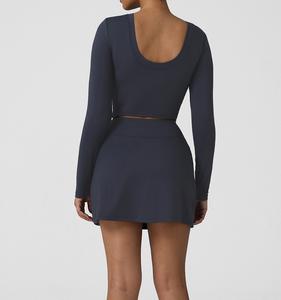 ชุดเล่นกอล์ฟแขนยาวสำหรับผู้หญิงชุดเล่นเทนนิสชุดเล่นฟิตเนสยิม2ชิ้นกระโปรงเล่นกอล์ฟเล่นโยคะขายดี - Product Image 2