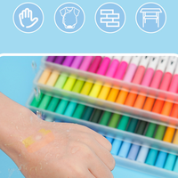 Stylo de peinture lavable en aquarelle, stylo à double tête, souple, ensemble de peinture pour enfants, stylo de couleur à l'aquarelle
