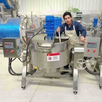 Chaudière de cuisson industrielle à double enveloppe 50L100L200L300L500L |   Chaudière à soupe commerciale à gaz avec agitateur-racloir pour restaurant