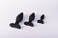 Ensemble de trois plugs anaux coniques en silicone noir, étanche, écologique, jouet sexuel pour adultes pour la masturbation sans effets secondaires