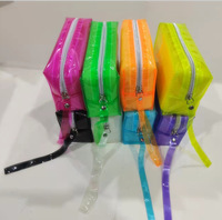 Trousse à crayons transparente en plastique avec fermeture éclair en métal, organisateur en pvc coloré fluo, vente en gros
