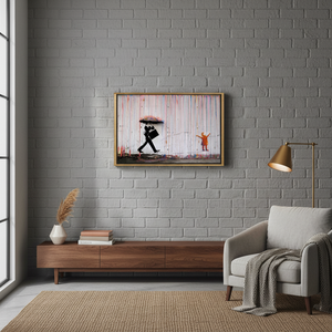 Gold Framed Banksy Rain Print: <b>Abstract</b> Color Rain Wall Art,1P-Gold Framed - Product Image 3