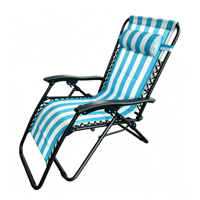 Chaise longue de plage pliable à rayures zéro gravité avec appui-tête réglable pour extérieur, patio, jardin, transat personnalisé