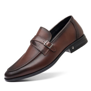OEM ODM 2026 Mocassins à boucle pour hommes en cuir véritable, chaussures de ville formelles à enfiler, doublure respirante en peau de porc, semelle en caoutchouc antidérapante - Product Image 1