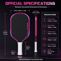 Nouvelle tendance, raquette de pickleball personnalisée en fibre de carbone, grand sweet spot, cadre en graphite, épaisseur 16 mm, raquette pour adultes, tous niveaux