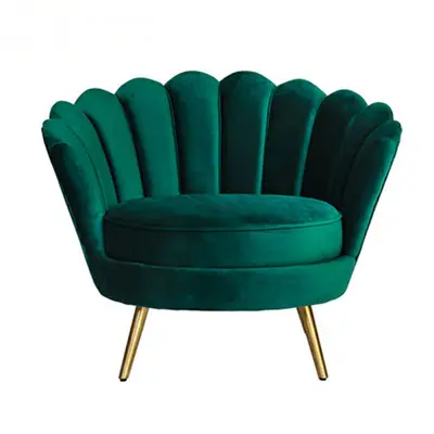 Modern Living Room Furniture Armchair Pink Velvet Upholstery Shell Sofa Chair With Gold Legs