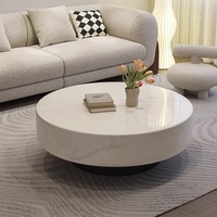 Table basse légère en marbre blanc de style italien minimaliste et haut de gamme à usage domestique pour le salon