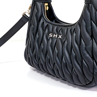 Sac Boston en cuir véritable tressé pour femme SHX, sacoche bandoulière de luxe avec poignée et accessoires en laiton doré, polyester, tendance