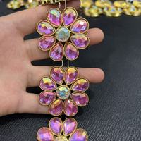 Kunststoff-Strass-Blumenkettenborte, 4 Stile, Gold-Silber-Blatt, Sonnenstrahl-Kristall AB, schillernd, umweltfreundlich, zum Aufnähen