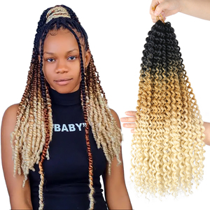 Julianna 18 22 pollici all'ingrosso Pre loop sintetico capelli all'uncinetto Ombre pre-attorcigliato onda d'acqua passione torsione capelli intrecciati ondulati - Product Image 1