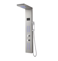 Villa de luxe salle de bain murale double poignée en acier inoxydable brossé cascade LED panneau de douche avec jet de pluie de massage doux