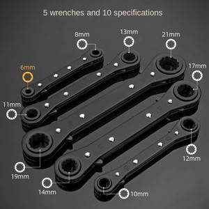 Conjunto de Chaves de Catraca de Cabeça Dupla 5 Peças em Aço Cromo Vanádio Métrico OEM Grau Industrial Ferramenta Automática Rápida para Reparo de Automóveis - Product Image 4