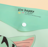 Estuche Escolar para Papelería, Diseño de Gato de Dibujos Animados, Impresión Digital, Portátil, PVC, Tamaño A4, Bolsa para Documentos Infantil, Personalizable con Marca