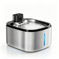 Fontaine à eau automatique pour chat et chien de grande capacité 5L en acier inoxydable, capteur intelligent, autonomie de la batterie de 60 jours, contrôleur détachable, LED